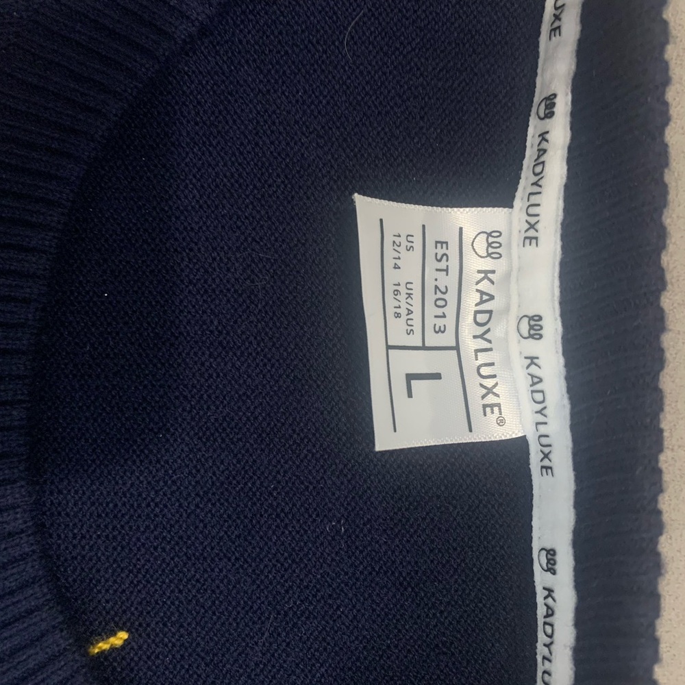 KadyLuxe Rare Denver Nuggets navy blue and Yellow Sweater SZ Large - Picture 3 of 3